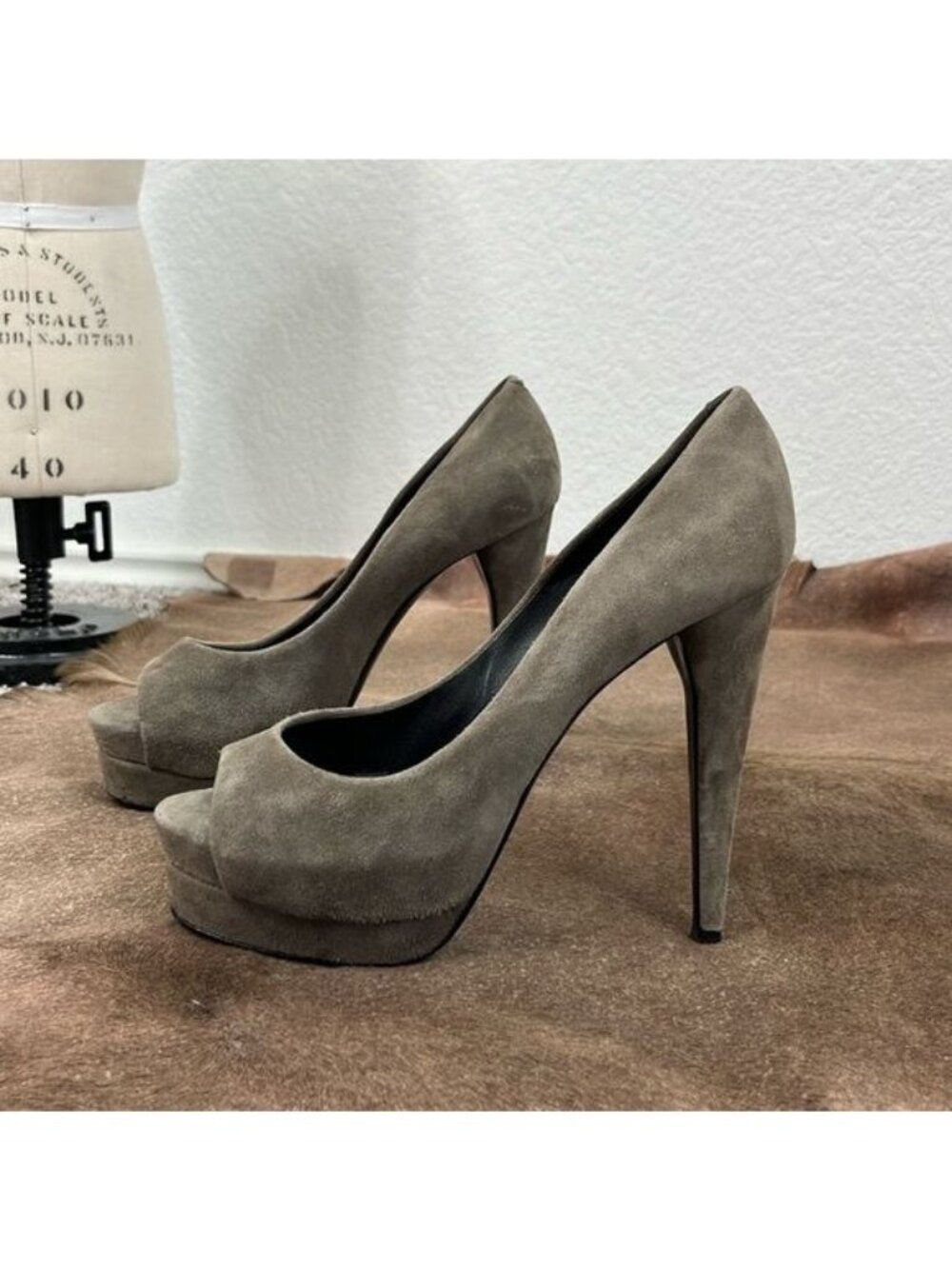 Pierre Hardy Peep Toe Suede Platform Heels